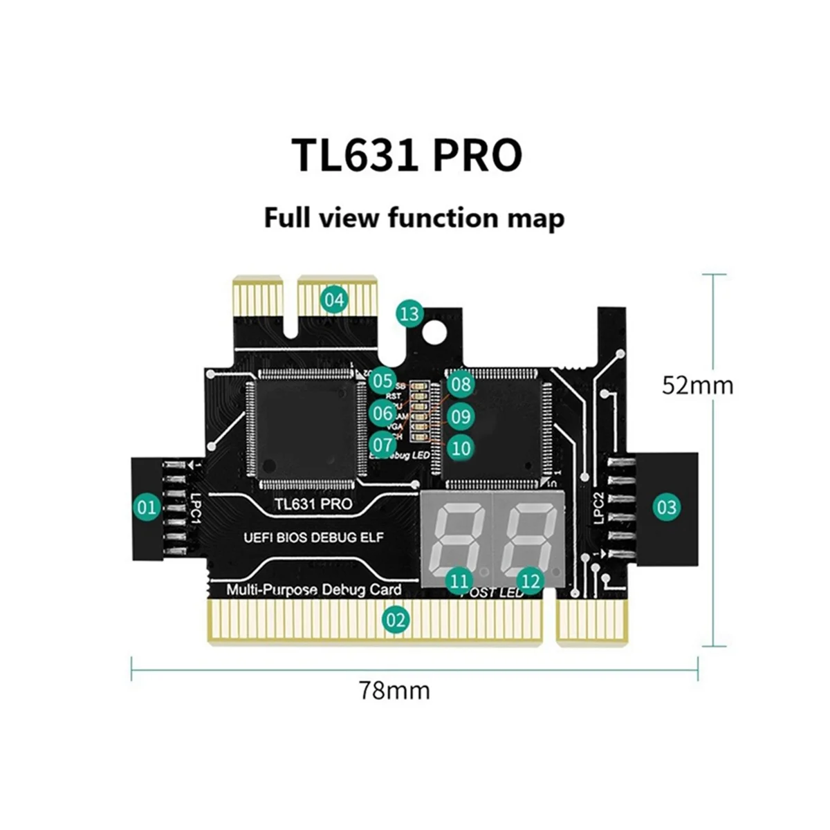 Pro Diagnostic Card Mais Expansion Card Placa-mãe Pci-e Diagnóstico Portátil Multifuncional Tl631 - Imagem 3