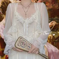 Vintage femme Court Style mince Tulle Robe/chemise de nuit dames princesse chemises de nuit conte de fées pyjamas vêtements de nuit vêtements pour femmes 3