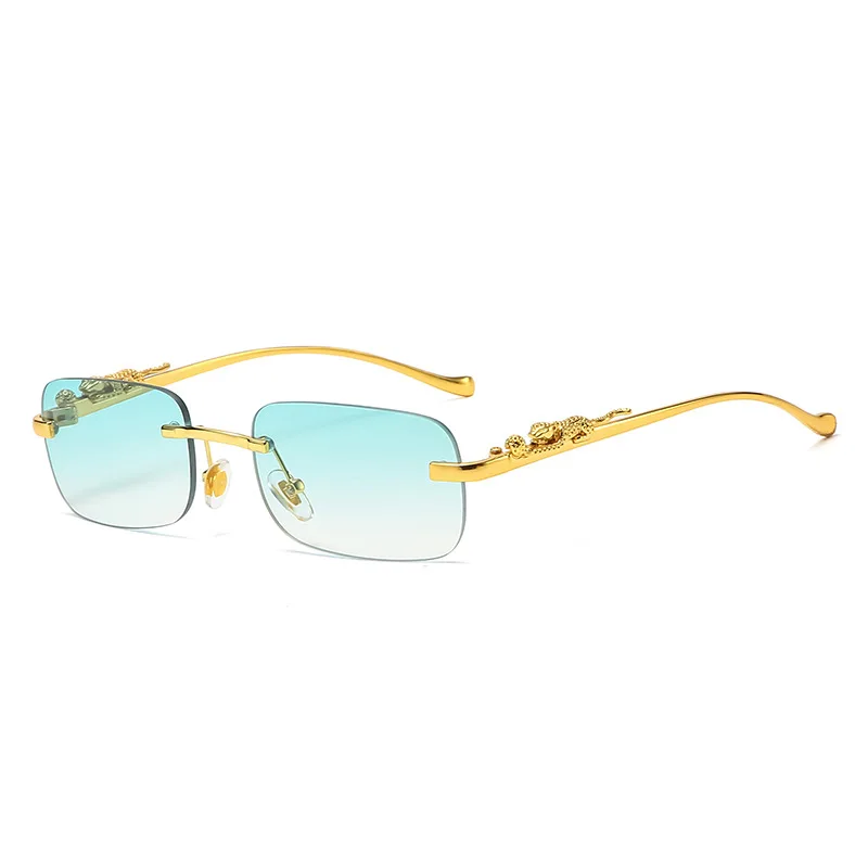 Fashion Rimless Rectangle Sunglasses Women Retro Decoration Clear Ocean Lens Eyewear Men Sun Glasses Shades UV400_voghion.com