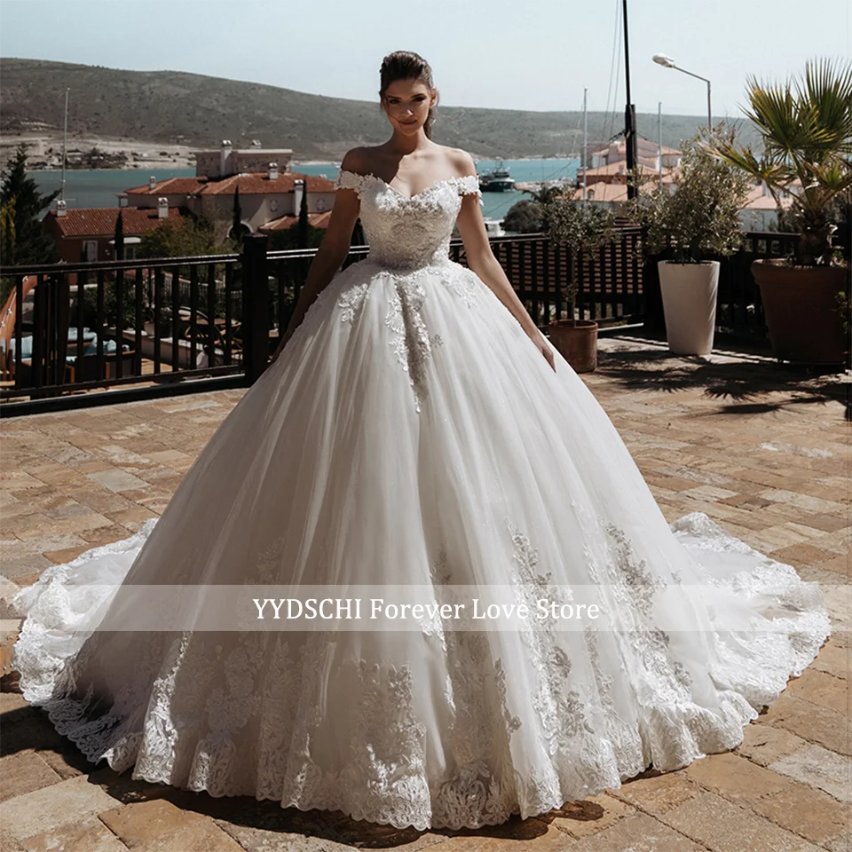 Maßgeschneiderte elegante Ballkleid-Hochzeitskleider 2026 Prinzessin Tüll Applikationen Schnürung am Rücken Damen Brautkleider Vestido De Novia – Detail 3