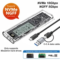 Enhanced Dual - Protocol Smart Digital Display M.2 SSD Enclosure with High - Speed USB and NVMe Connectivity (10Gbps C To AC)