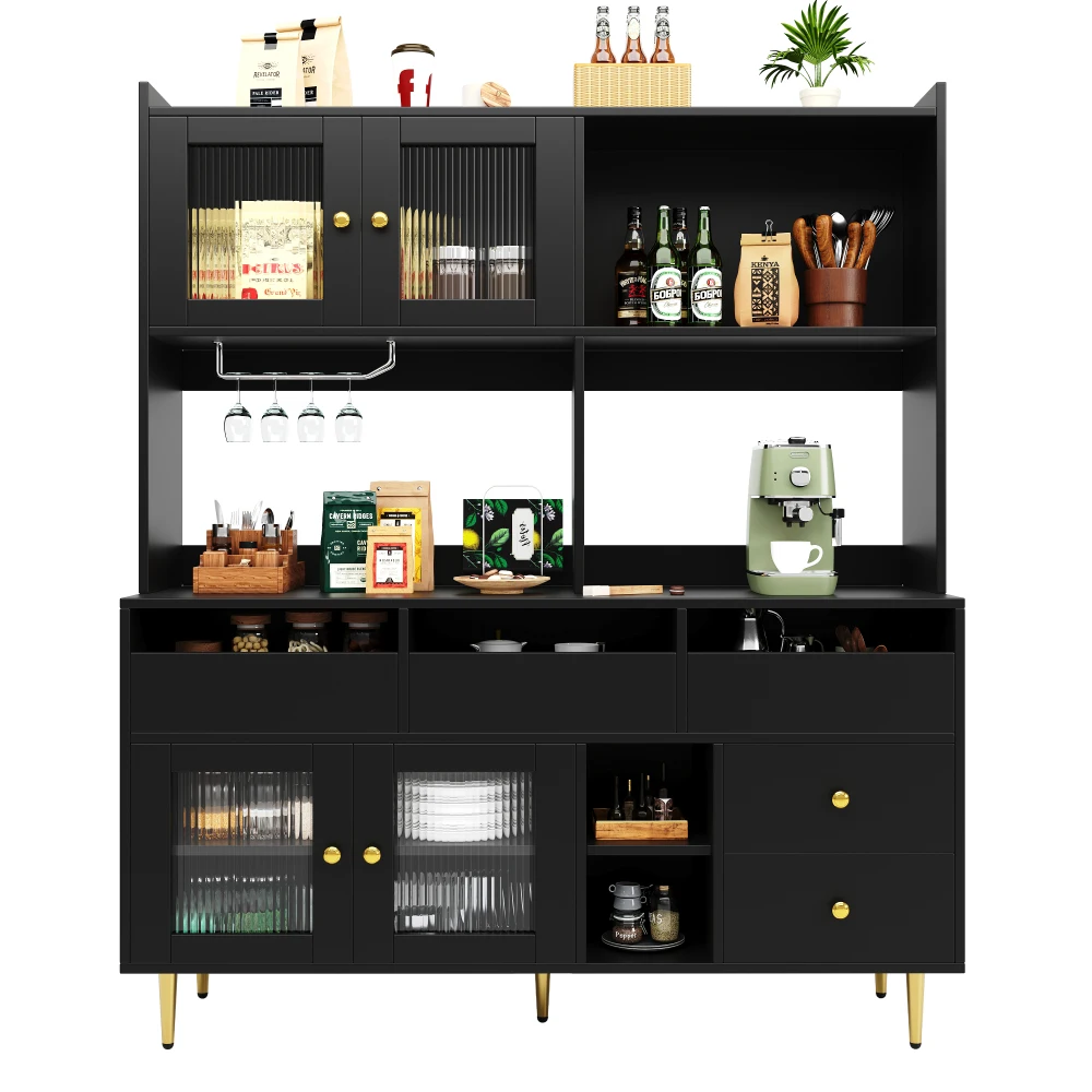 Eleganter Restaurantschrank in Weiß und Gold, Aufbewahrungsschrank mit Changhong-Glastür und Weinglasregal, Home-Barmöbel – Detail 21