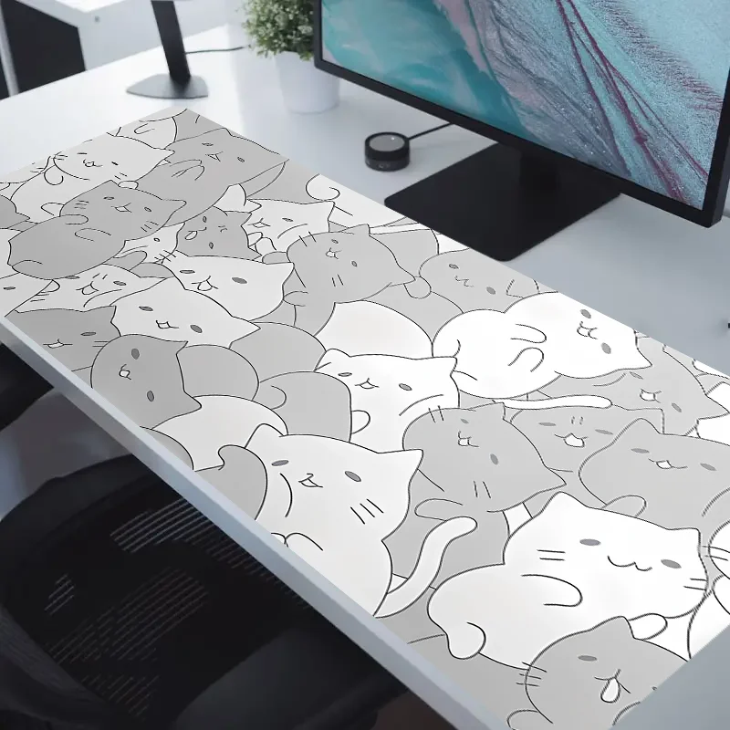 Cute grey cat table mat Portable non-slip mouse mat Animal abstract accessories board game office accessories Mouse mat suitable 3