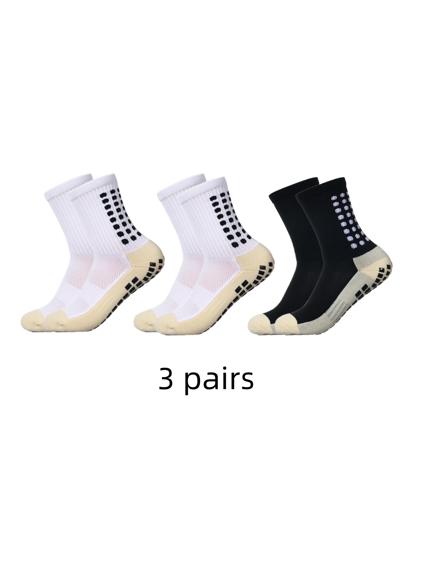 Sports Socks 3 pairs of classic mid length Football Socks for Children and Women's Anti-skid Sweat absorbing Towel bottom Sports Socks