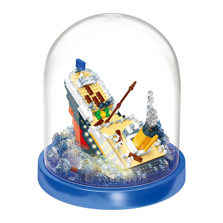 

MY97091 Miniature Building Blocks Titanic Shipwreck Iceberg Model Building Blocks DIY Ship Toy City Mini 1327 Pieces
