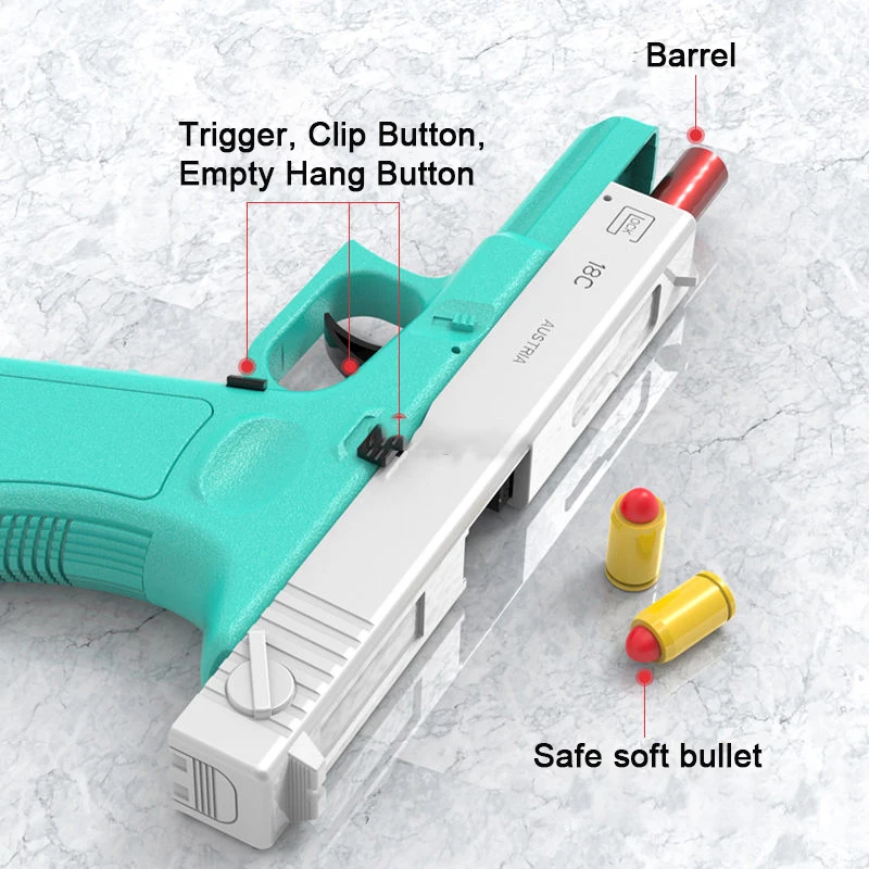 2024G18 Shell Throwing Glock Automatic Burst Toy Gun Can Launch Soft Bullet Alloy Outdoor Toy Shooting Weapon CS Boy Toy 5