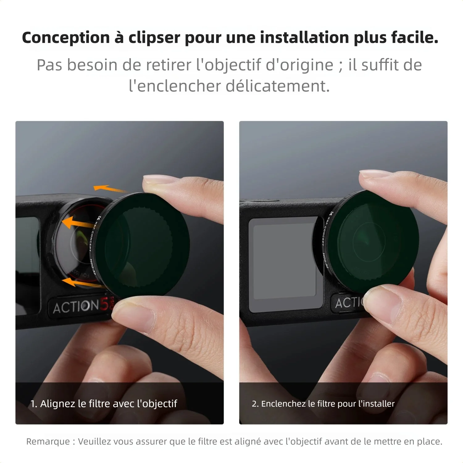 Filtre ND Variable K&F Concept pour DJI Osmo Action 5/4/3