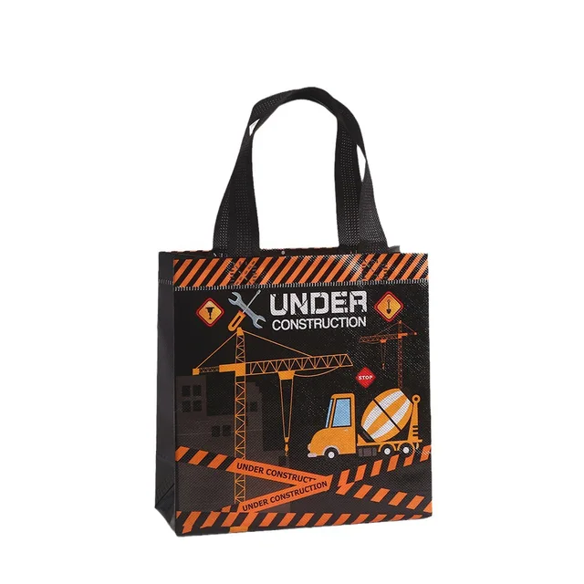 만화 건설 선물 포장 가방: 건설 테마 파티를 위한 귀여운 굴삭기 디자인