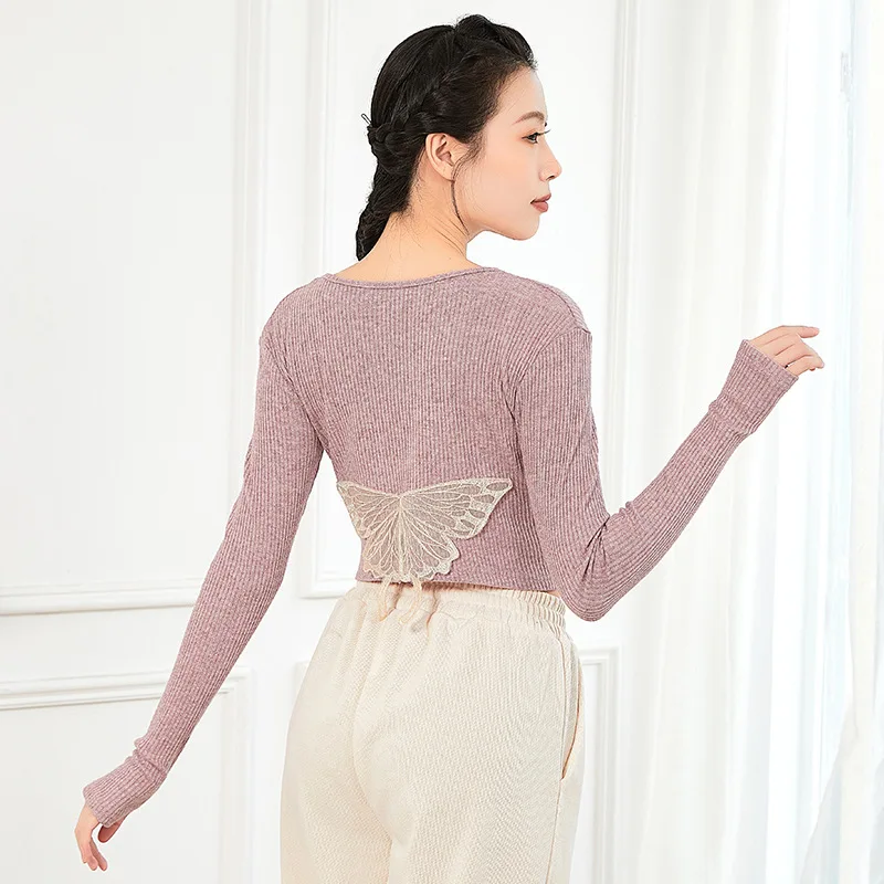 

Modern Dance Winter Finger Out Practice Clothes Thick Sweater Dance Women Tops Daily Autumn Dance Wear Rhyme Practice Clothes