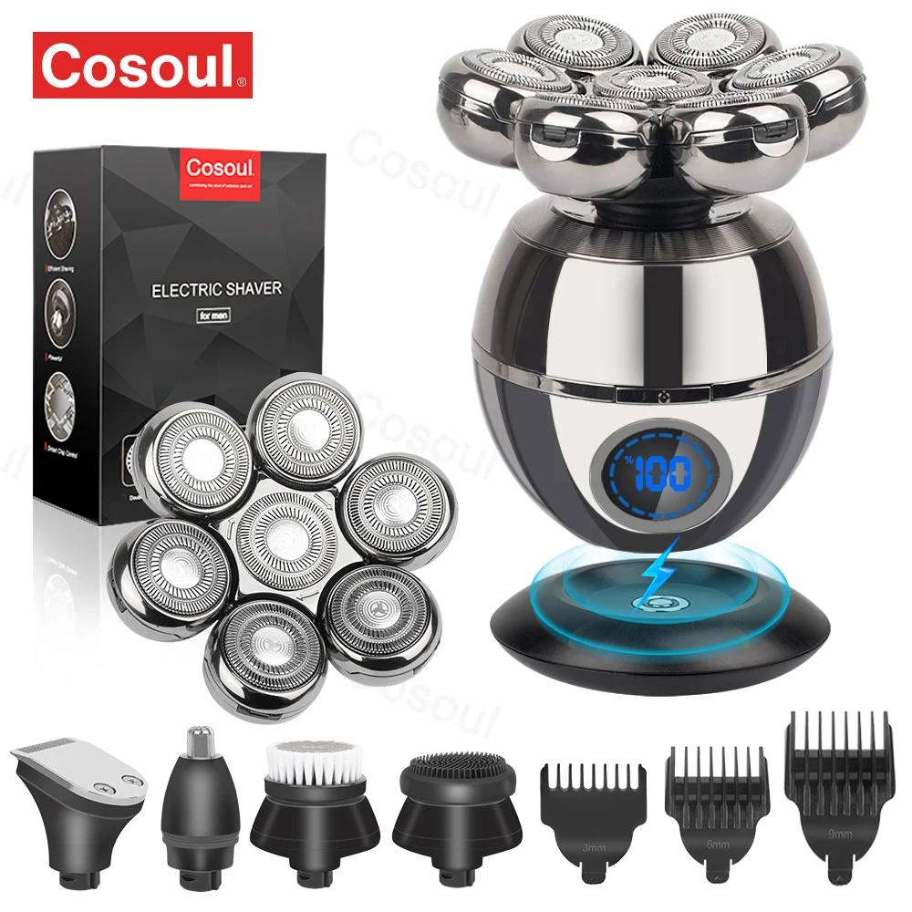 Hair Clipper Electric Shaver Hair Trimmer Electric Razor Rotary Shaver Electrical Rotary Shaver Electric Hair Clipper Cordless Shaver Shaver for Men Electric Shaver Bald Head 5 in 1 Hair Clipper for Bald Man Beard Trimmer Shaving Machine Head Razor 7