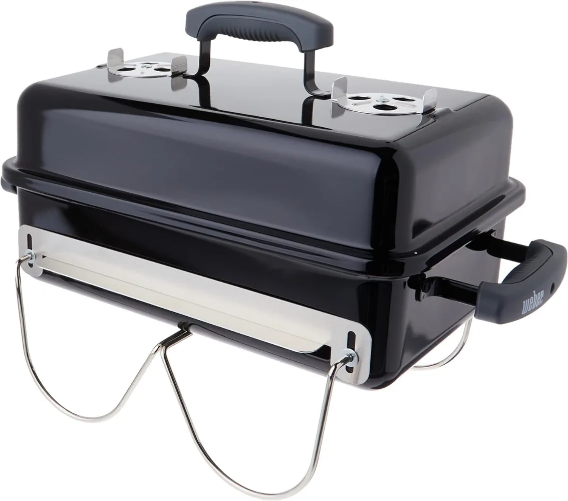 

Portable Anywhere Charcoal Grill, Black Outdoor Cooking Compact Lightweight Durable 11.5"D X 19.5"W X 15"H