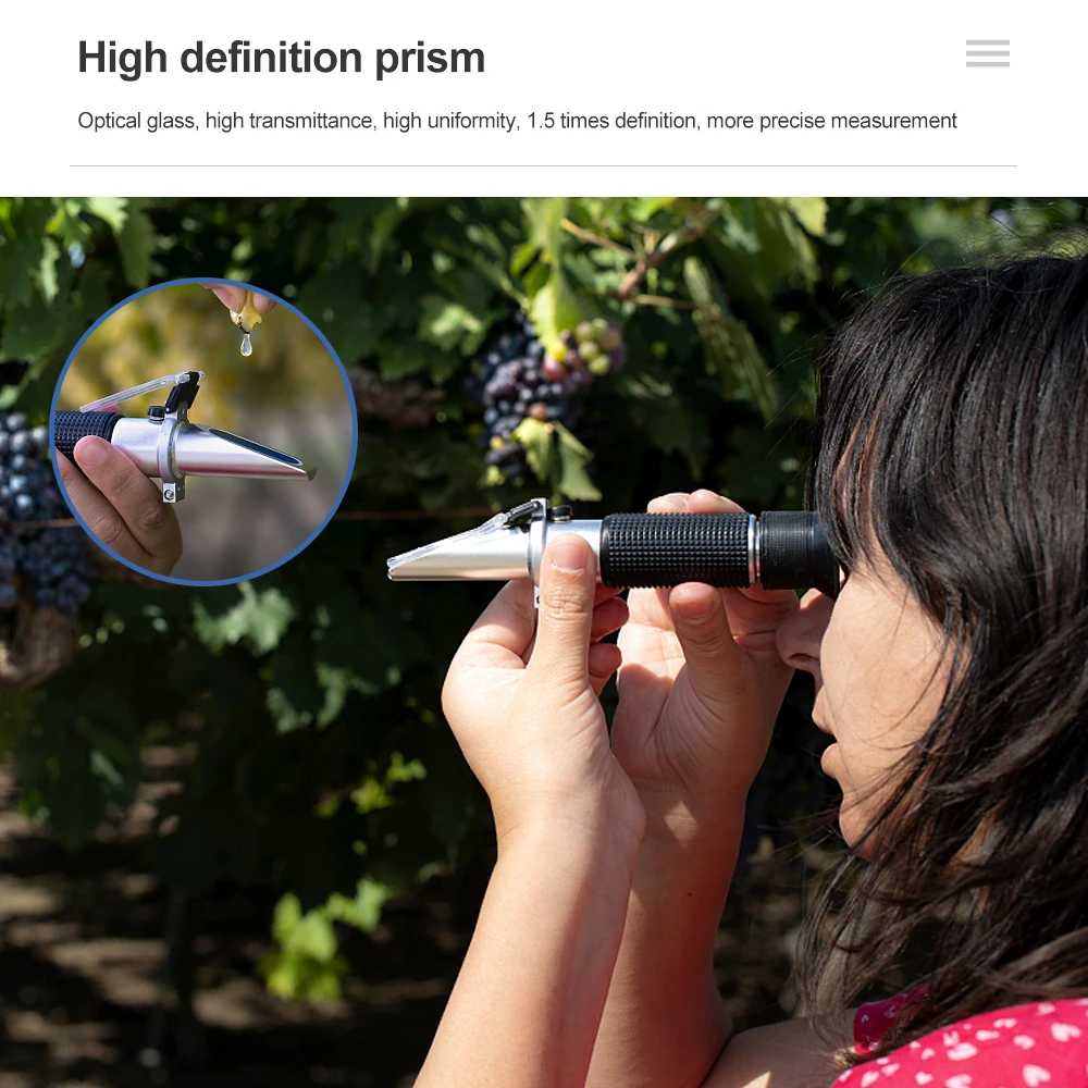 Refractometer All kinds Brix Alcohol Salinity Handheld Refractometer Wine Beer Sugar Fruit Vegetables Juice with ATC