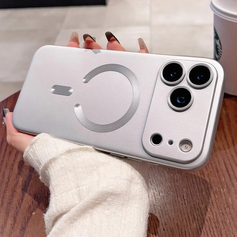Luxury Matte Magnetic Wireless Charging Case with Glass Lens Protector
