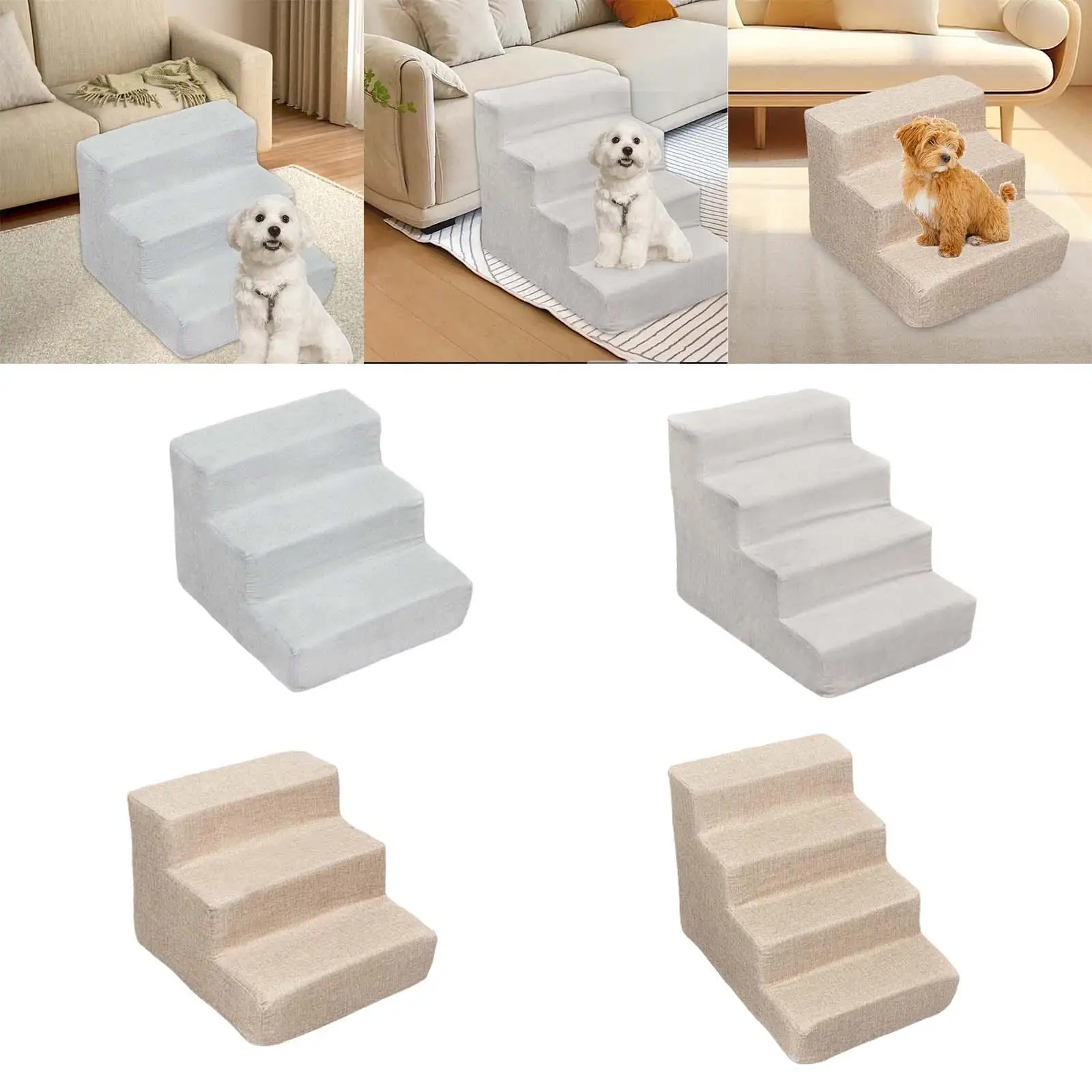 Dog Ramp Stairs Versatile Gentle Slope Shape for Older Dogs, Cats Removable Cover Sturdy Anti Slip High Density Sponge Dog Ramp Stairs Versatile Gentle Slope Shape for Older Dogs, Cats Removable Cover Sturdy Anti Slip High Density Sponge