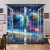 2Pcs Space Galaxy Curtains Universe Nebula Galaxies Solar Planet Suitable For Bedroom Living Room Dining Room And Bathroom 5