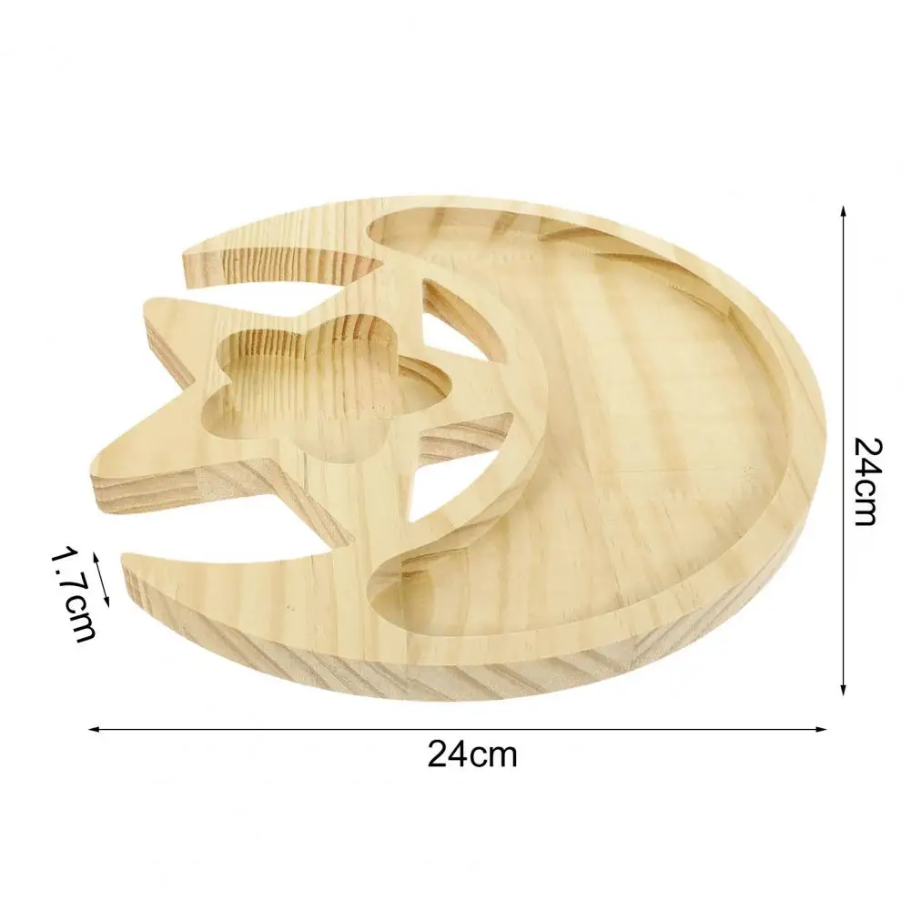 Storage Tray Elegant Moon Star Wooden Jewelry Tray for Desserts Parties Smooth Edge Serving Plate for Ramadan Decorations Gifts 6