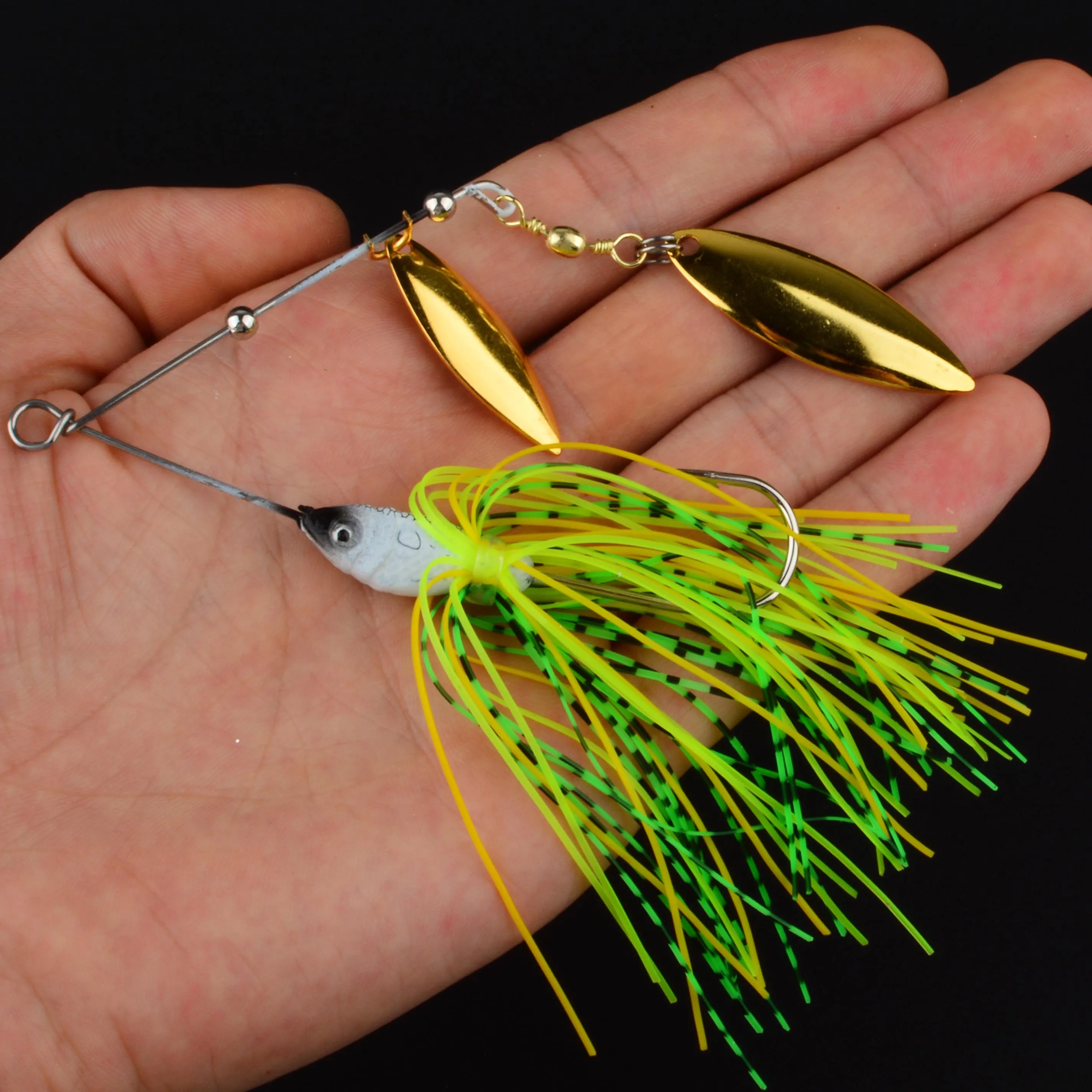 5 Stück Metall-Spinnerbait-Köder, Angelköder, bunte Spinnerbaits, attraktives Schwanzdesign, langlebige Spinnerbaits, scharfer Haken – Detail 8