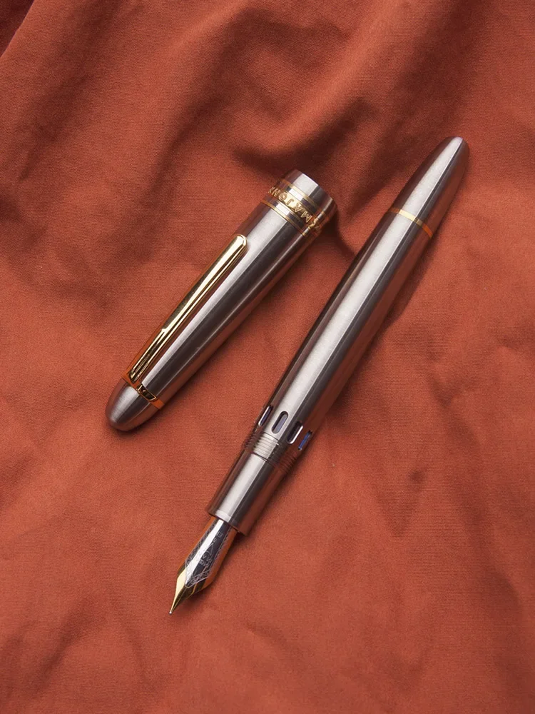 MAJOHN Ti-136 Metal Piston Fountain Pen Titanium Alloy EF/F/M 0.38/0.5/0.7mm Nib Ink Pen Luxuris Writers Office Business Gift 2
