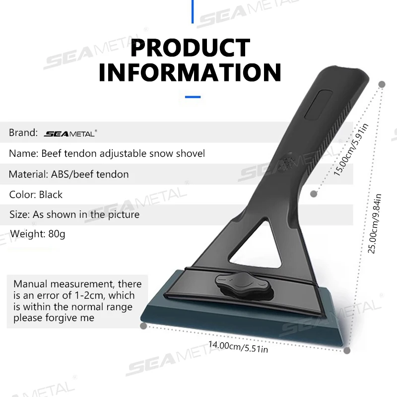 SEAMETAL Car Windshield Ice Scraper Adjustable Winter Snow Remover Scratch-Free Universal Handheld Auto Snow Shovel Ice Breaker