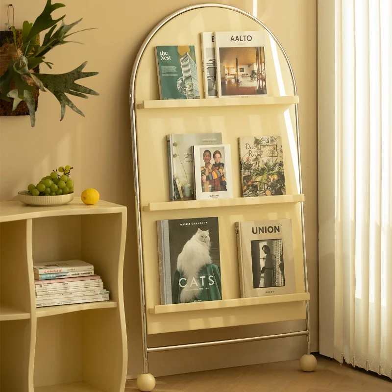 

Second-hand magazine shelves, solid wood floor-to-ceiling ins-style newspaper shelves, retro magazine displays, newspaper storag