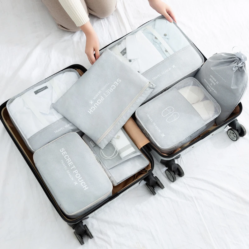 7 Pieces Set Waterproof Travel Storage Bag Suitcase Packing Set Storage