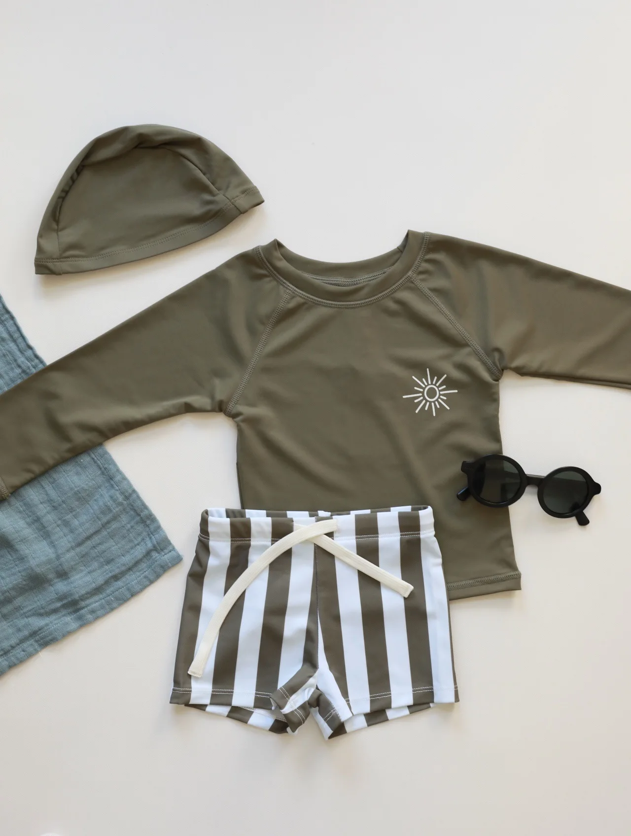 deer jonmi Summer Baby Boys SwimSuits Sets Long Sleeve Tops Shorts 2pcs Vacation Beach Sun-proof Children Swimwear