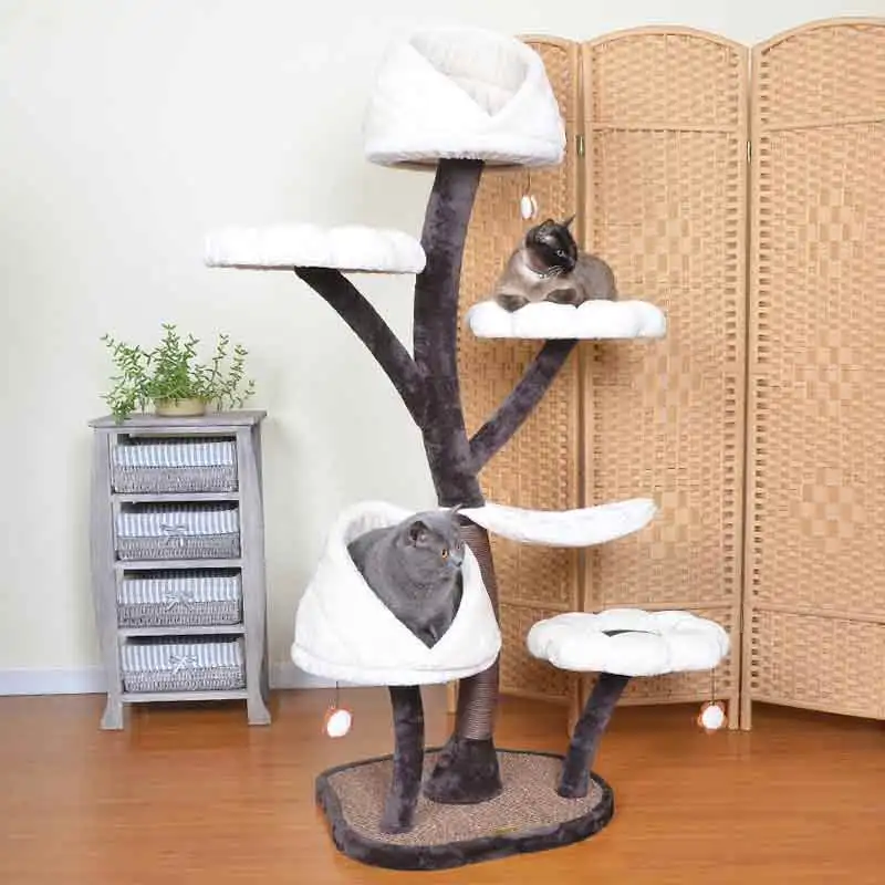 

Flower bud cat climbing frame, multi-layer nest, integrated steel grabbing column, large frame