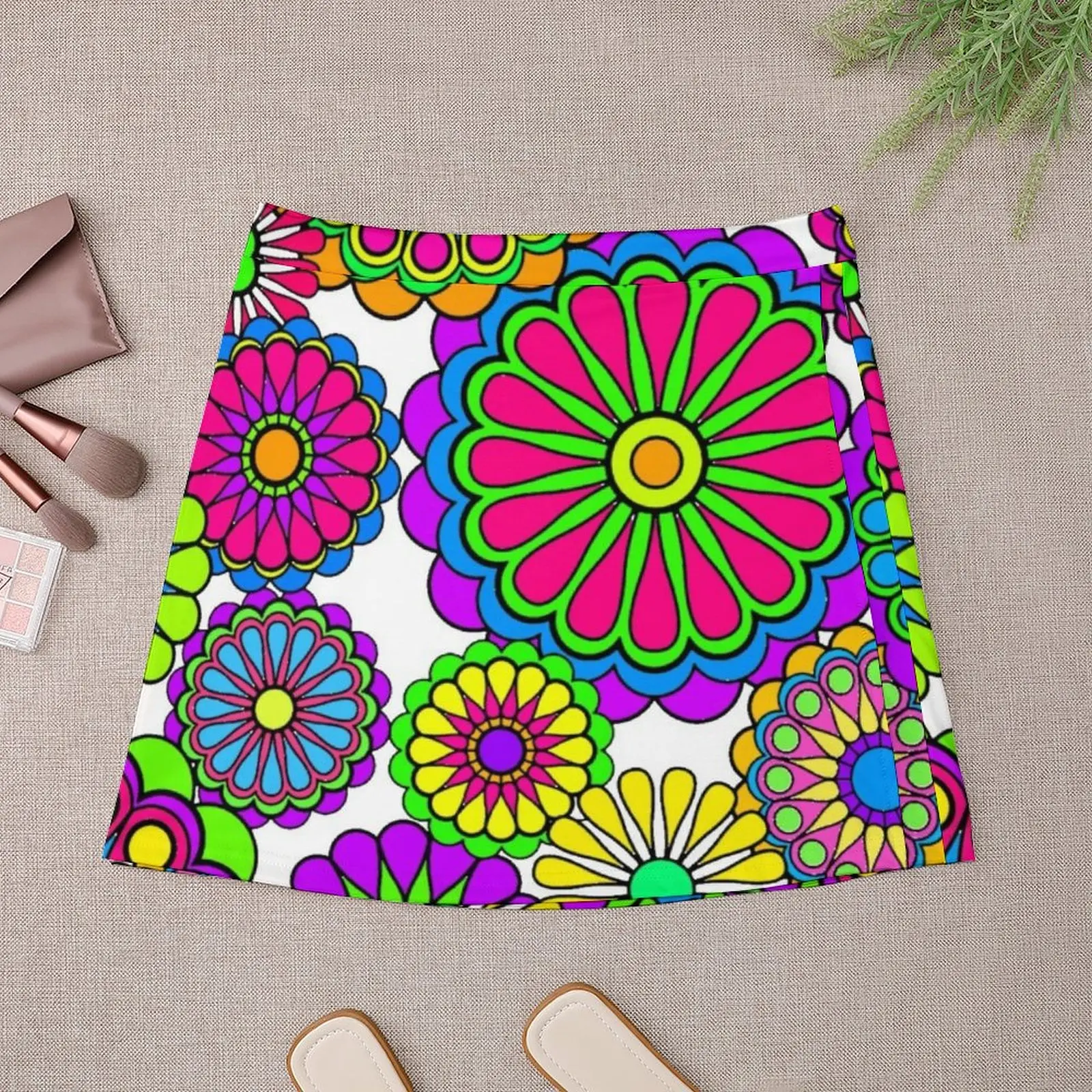 Happy Hippy Flowers Mini Skirt Miniskirt woman Summer dress Women's skirts