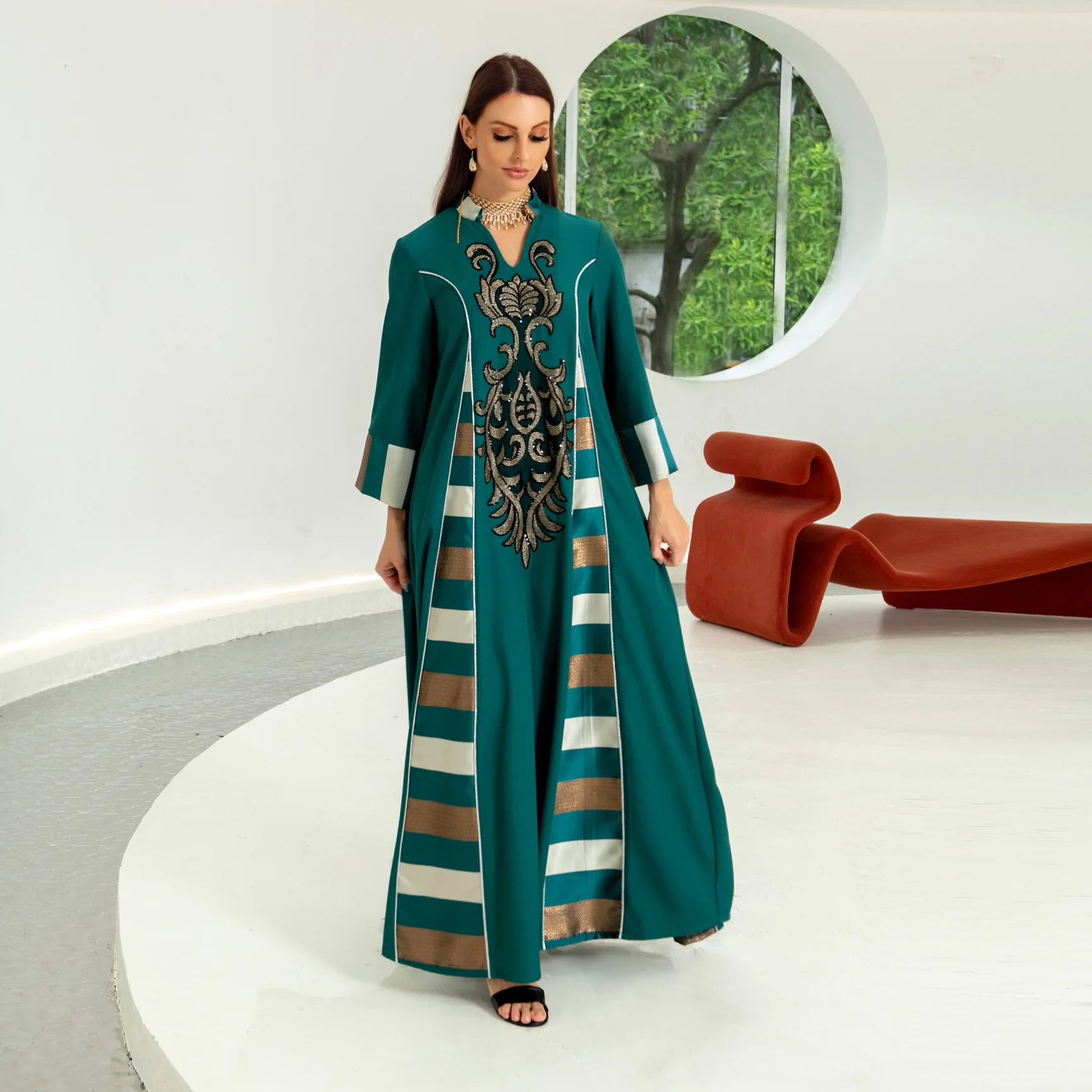 Loose Abaya Dubai Jalabiya Elegant Casual Embroidery Patchwork Kaftan Long Dress Ramadan Eid Gulf Abayas for Women Turkey Caftan