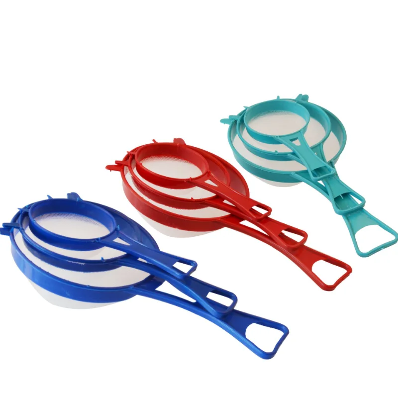 

Holaroom 3PCS Flour Sieve Juice Tea Strainer Fine Mesh Filter Soy Milk Sieve Pastry Baking Tool Plastic Colander Kitchen Gadgets