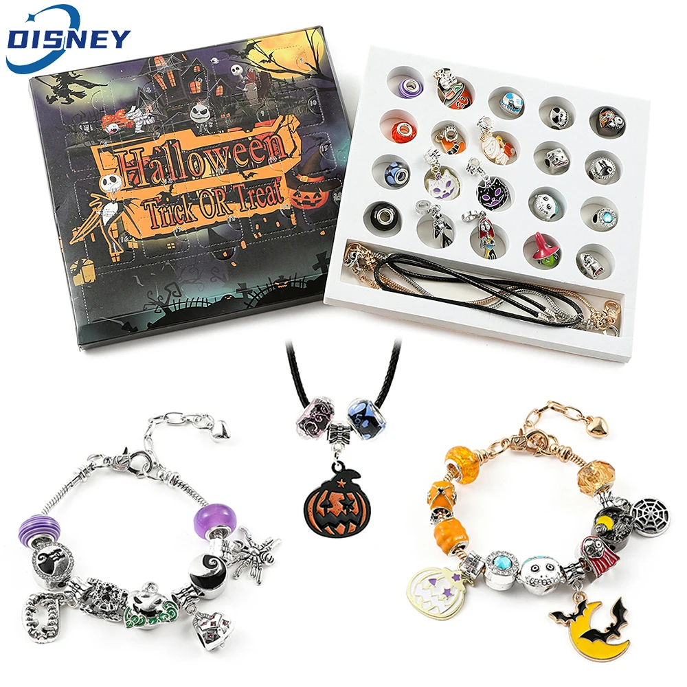 Halloween Advent Surprise Blind Box Fai Da Te Charms Beads Bracciale Disney Nightmare Before Christmas Jack Skellington Charms Pendenti