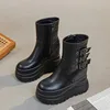 Platform Ankle Boots for Women Designer Mid Heels Shoes 2025 Winter Fashion Boots New Walking Goth Pumps Leather Mujer Zapatos