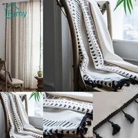 Geometric Striped Curtains with Tassels, Boho Curtain, Linen Panel, Finished Drape, Bedroom, Living Room, Home Decor 1