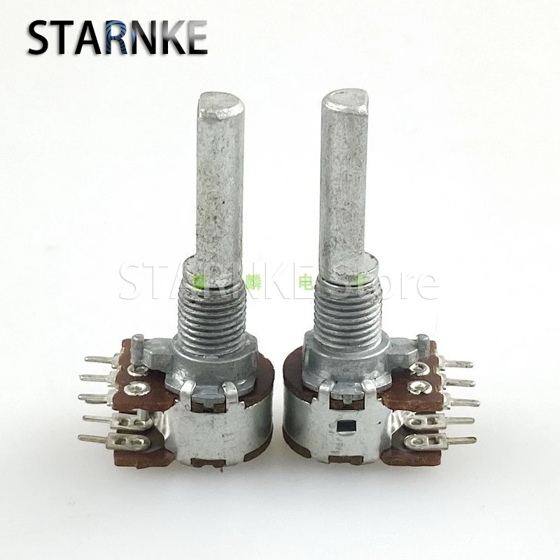 2PCS R1210G 12 Type 6-Pin Dual B100K Computer Speaker Amplifier Audio Treble And Bass Volume Potentiometer D Shaft Length 26mm