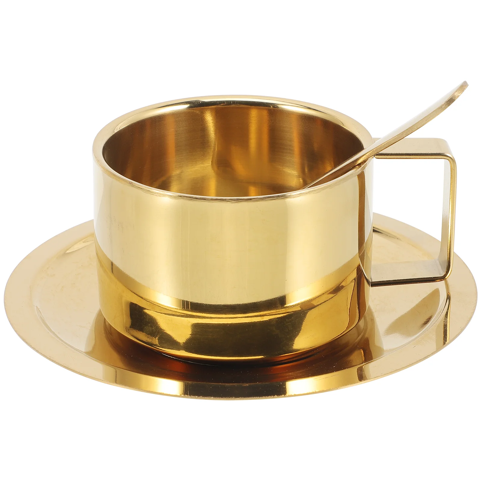 Insulated Coffee Mug with Lid Stainless Steel Cups Breakfast Metal Mugs Cover Golden Glasses