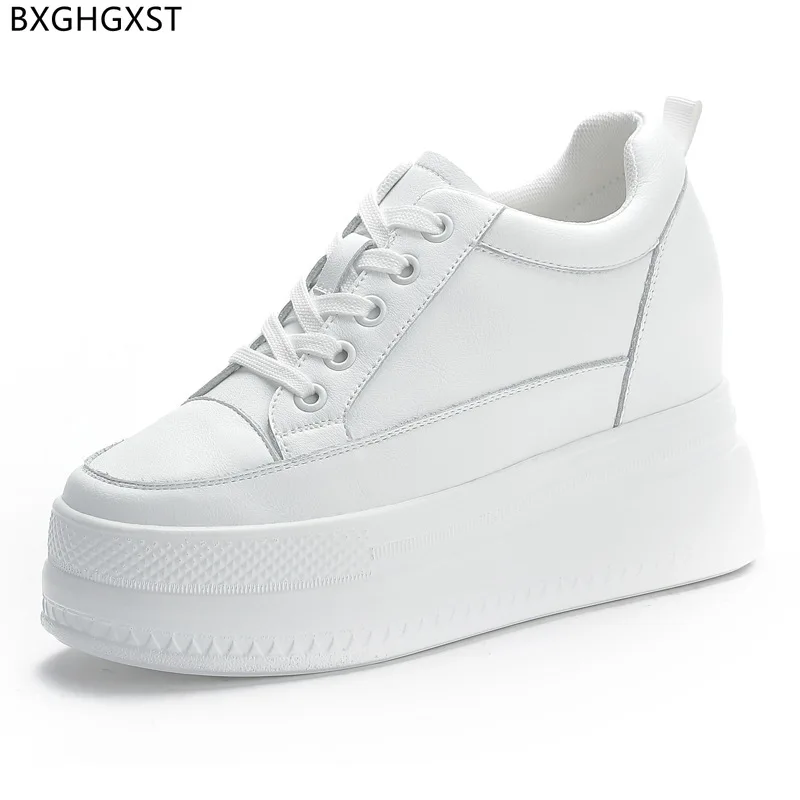 

Женские кроссовки на платформе, кожаные кроссовки на массивной вулканизированной подошве, повседневная обувь для тенниса, 2024