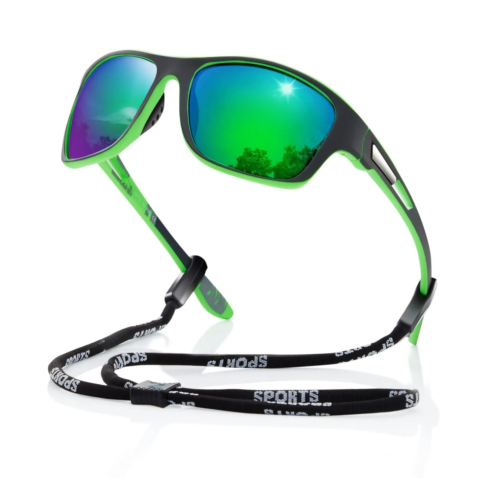 1pc Sports Sunglasses For Men & Women Outdoor Cycling Driving Fishing Polarized Comes With Strap