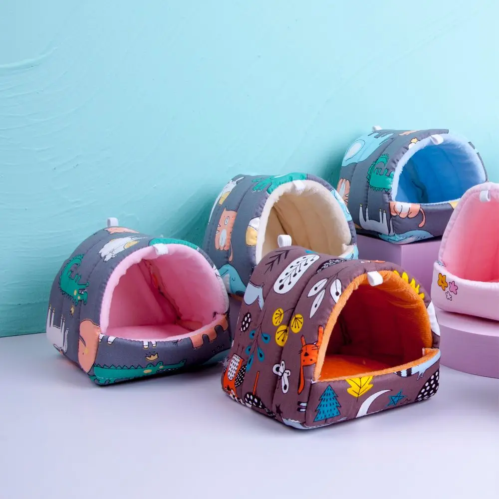 1PC Hamster House Mini Animals Sleeping Bed Plush Nest Hammock Guinea Pig Squirrel Cage Hanging Winter Soft Warm House Pet Nest