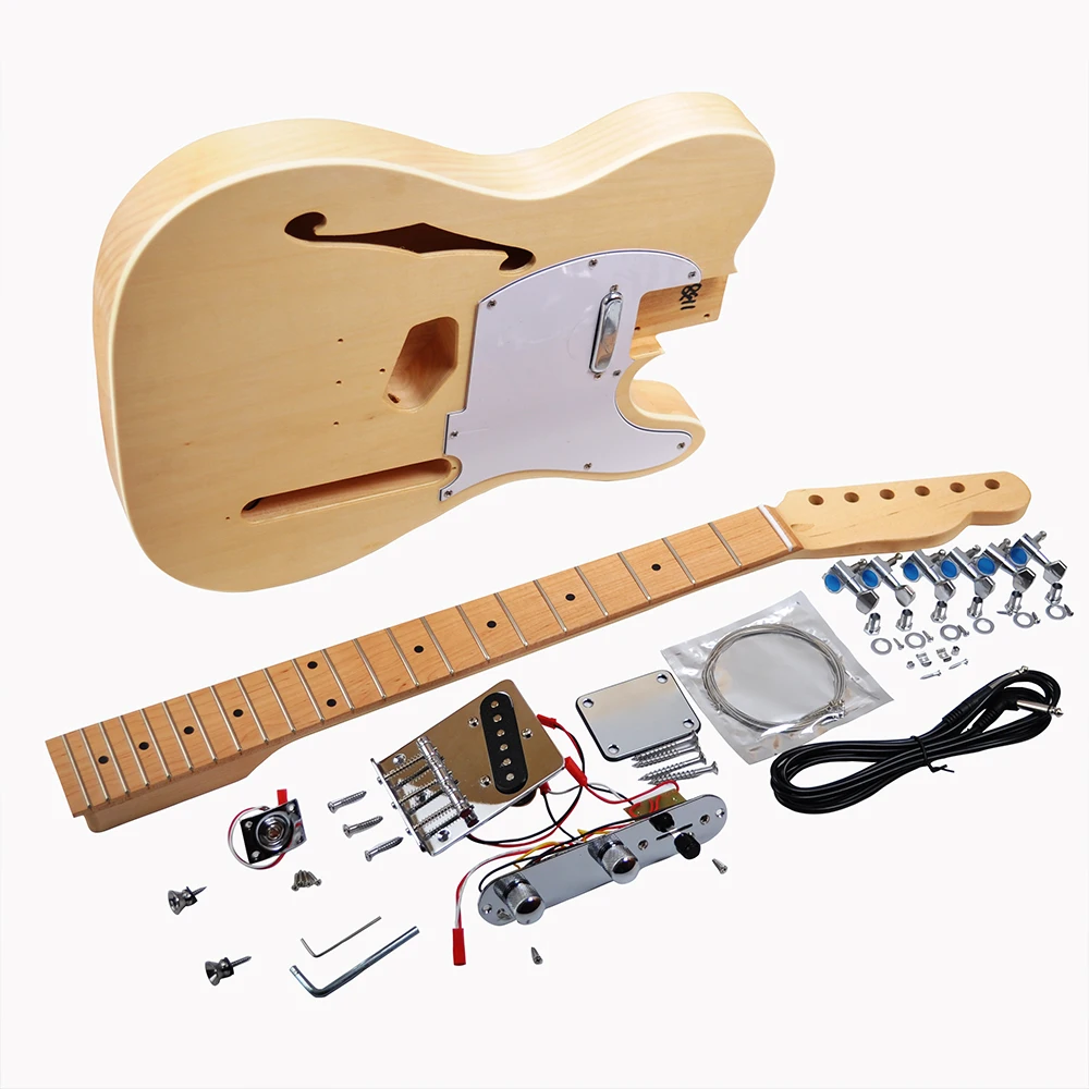 Electric Guitar Kits Semi Hollow Basswood Body Maple Neck Fingerboard 22 Frets