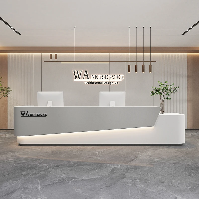 Simple Corporation Reception Desk Hotel Lobby Service Counter Office Counter Church Pulpit Storage Furniture Receptionsdisk FYRD