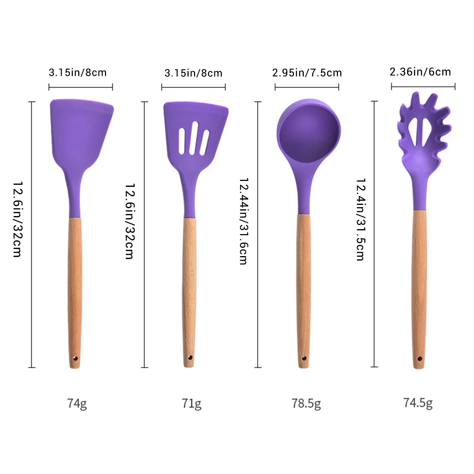 12 Piece Cookware Spatula Set Wood Handle Heat Resistant Cooking Utensils for Baking and Outdoor Grilling