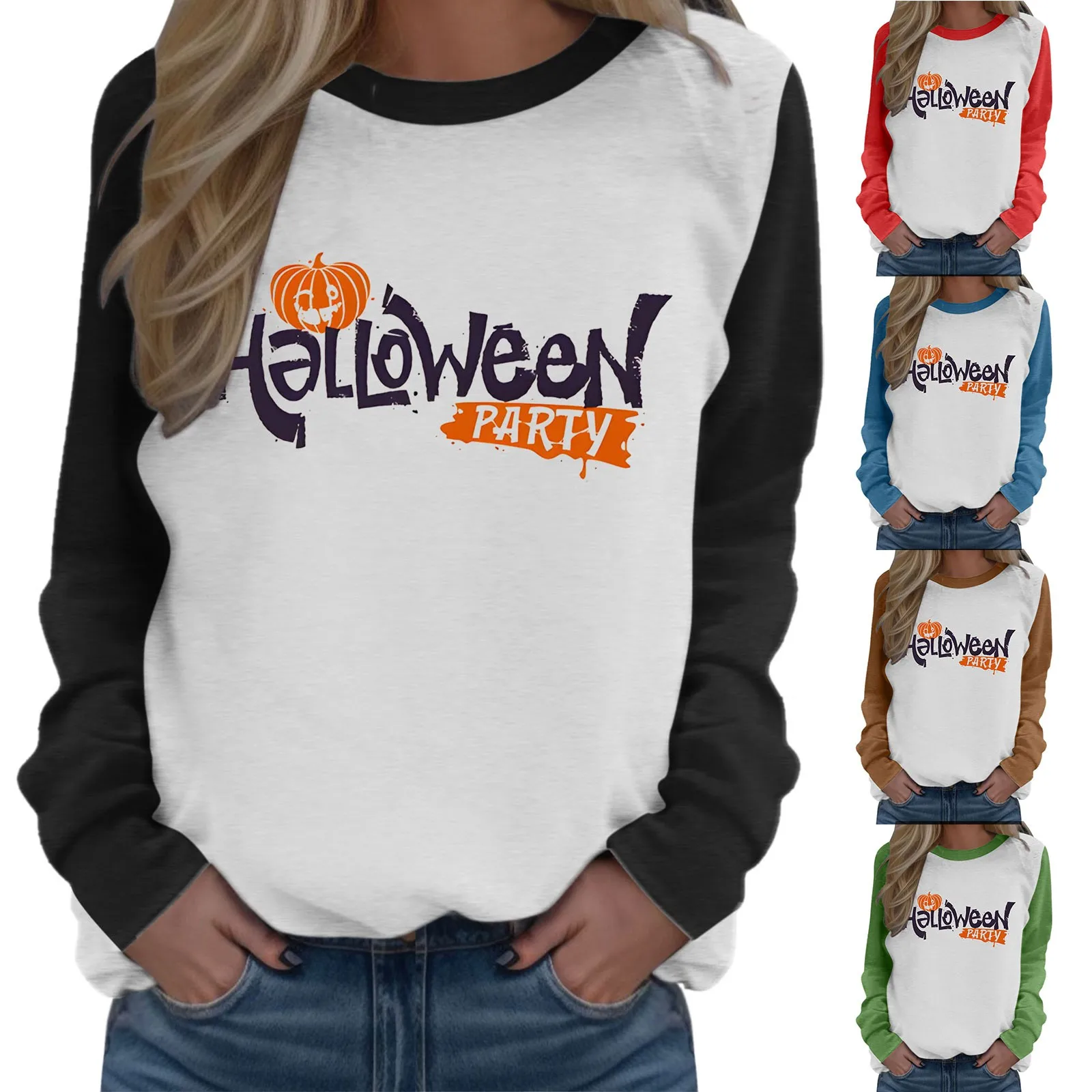 

Boy Girl Womens Raglan Sleeves Casual Comfort Pullover Long Sleeve Tops Halloween Sweatshirt Fashion Hoodies Women