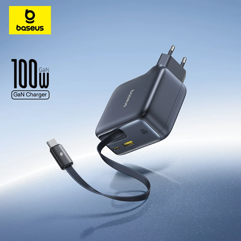 Baseus 100W Schnellladegerät für Tablet, Laptop, einziehbares USB-C-Ladekabel, Telefonladegerät für iPhone, Samsung. - AliExpress 202192403