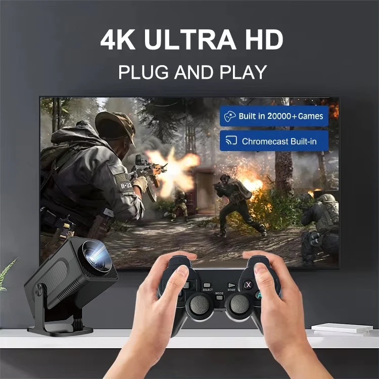 Portable Projector HCS350 Pro 2 Wireless Game Controllers 3800 Games Support 4K 1080P Android11 Video Game Console