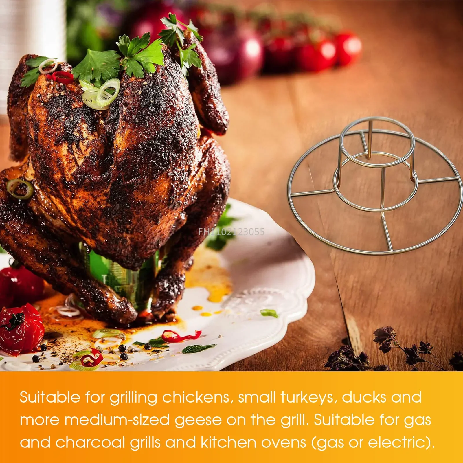 Beer Can Chicken Roasting Stand Stainless Steel Turkey Roaster Holder Vertical Chicken Stand for Camping Picnic Grill Accessory