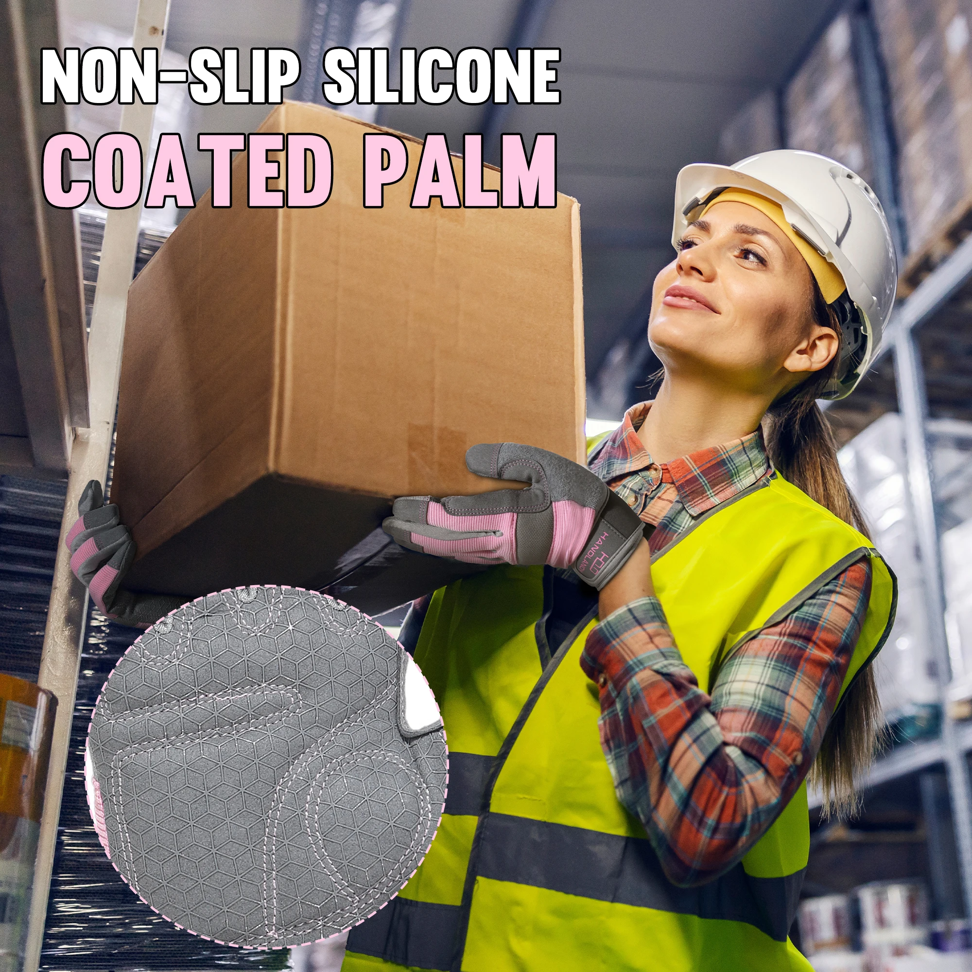 HANDLANDY Womens Work Gloves Grip Safety Moving Driving Gloves Touch Screen Utility Yard Workers work gloves,protective gloves