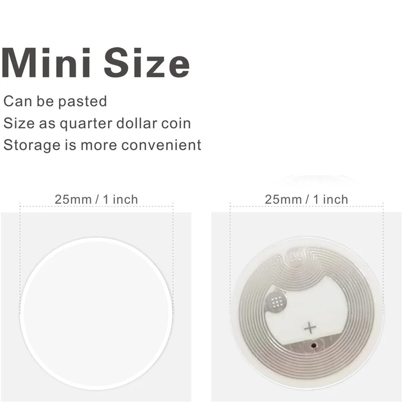 최신 50Pcs NFC Ntag216 스티커 Ntag216 NFC 태그 NFC 216 태그 Ntag216 NFC 카드 13.56Mhz NFC 태그 스티커 888 바이트 메모리