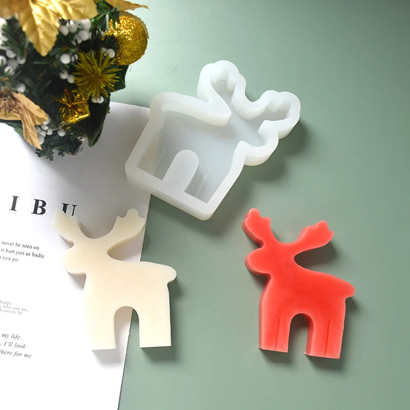 

Christmas Deer Aromatherapy Candle Silicone Mold Diy Hand Gift Cute Deer Epoxy Abrasive Tool Silicone Mold