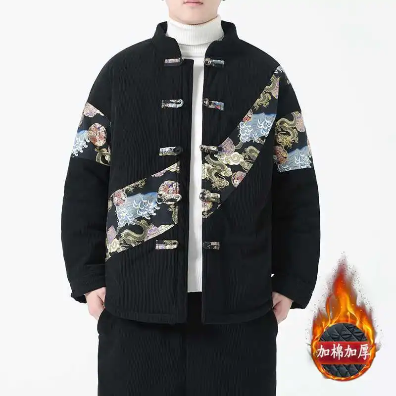 

Chinese New Winter Cotton Coat Thickened And Warm Chinese Wind Lamp Cotton Coat Chinese Tang Suit Daily Cotton Coat