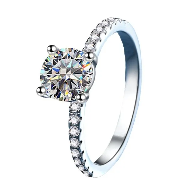 Women's Romantic Ring 1 Carat Moissanite Set in PT950 Platinum Four-Prong Adjustable Band Light Luxury Jewelry Choice 5